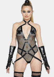 Sexy Fishnet Plunging Teddy Lingerie - Black_03.jpg