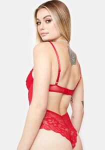 Lace Mesh Trim Structured Open Back Teddy Red_01.jpg
