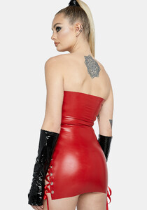 Bustedbrand Latex Lace Up Bodycon Mini Dress - Red_01.jpg