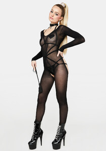 Two Piece Sheer Mesh Bodystocking With Body Harness Overlay - Black_03.jpg