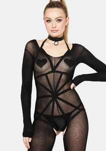 Two Piece Sheer Mesh Bodystocking With Body Harness Overlay - Black_04.jpg