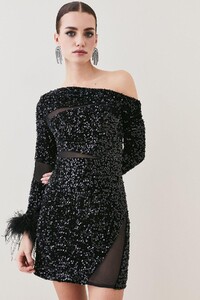 black-petite-sequin-velvet-mesh-detail-feather-cuff-jersey-mini-.jpeg