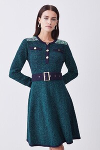 green-petite-cut-and-sew-tweed-panel-long-sleeve-skater-dress.jpeg