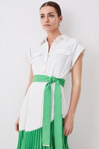 green-petite-colour-block-pleated-woven-midi-shirt-dress-2.jpeg