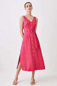 hot-pink-petite-belted-premium-linen-woven-midi-dress.jpeg