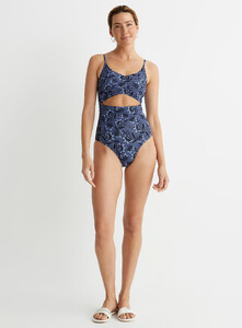 Simons - Gathered bandeau top openwork one-piece - Patterned Blue - A1_1.jpg