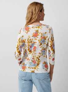 Contemporaine - Printed linen boatneck tee - White - A2_1.jpg