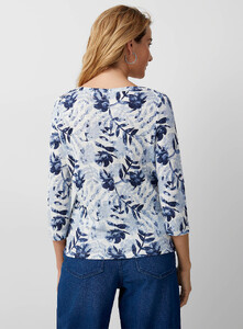 Contemporaine - Printed linen boatneck tee - Marine Blue - A2_1.jpg