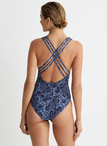 Simons - Openwork crochet V-neck one-piece - Patterned Blue - A2_1.jpg