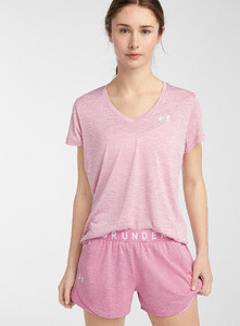 Under Armour - Tech V-neck tee - Medium Pink - A1_1.jpg