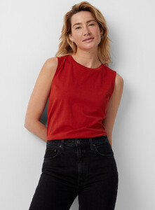 Contemporaine - Organic cotton crew-neck tank - Cherry Red - A1_1.jpg