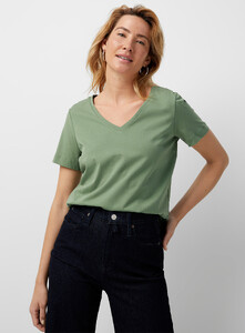 Contemporaine - Organic cotton V-neck tee - Bottle Green - A1_1.jpg