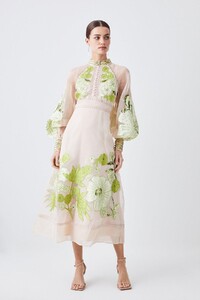 green-petite-organdie-applique-buttoned-woven-midi-dress.jpeg