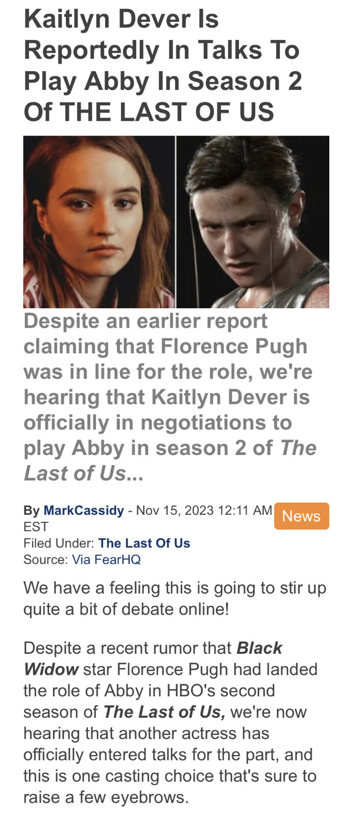 The Last of Us: Kaitlyn Dever to star as Abby in HBO's second season