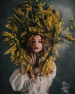 Mimosaland   My dream is to visit a place full of mimosa tree, this flower is so beautiful and vibrant! To me is very important of creating a dreamy portraits with a good lens so @sigmaadria 105 mm f 1.4 would (6).jpg