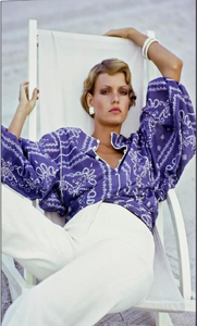 Beska Sorensen Wearing Anne Klein Metal Print by Arthur Elgort.png