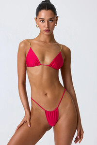 Haut de bikini triangle orné de chaînes en rose framboise_0010.jpg