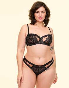Melrose Black Plus Unlined bra and panty Set Model 1.webp
