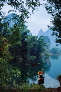 Guilin Valley, China, 1985. Evelyne Gaud-Peretti wears Beaux Fruits De L’été by Mugler.jpg
