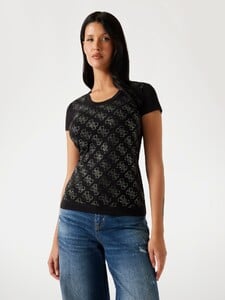 LizaMakhu - Guess_Rhinestones 4G logo t-shirt Women-6 - W3BI53J1314-JBLK.jpg