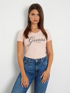 YevaS - Guess - Rhinestones front logo stretch t-shirt #0_W4YI93J1314-G6I1.jpg