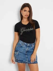 YevaS - Guess - Rhinestones front logo stretch t-shirt #0_W4YI93J1314-JBLK.jpg
