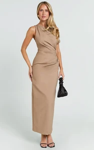 EVenz - Showpo - Alexandria_Midi_Dress_-_Tip_Shoulder_Draped_Fitted_Dress_in_Dark_Brown_1954.webp