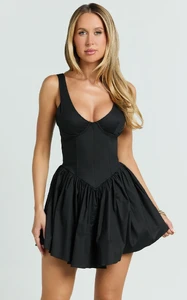 EVenz - Showpo - Ashlyn_Mini_Dress_-_Scoop_Neck_V_Waist_Gathered_Dress_in_Black_0006.webp