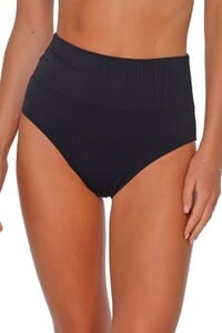 OLink - Sunsets - Black Seagrass Texture Hannah High Waist Bottom_33bblksg-photo07-bikini-bottom-front-wear00.jpg